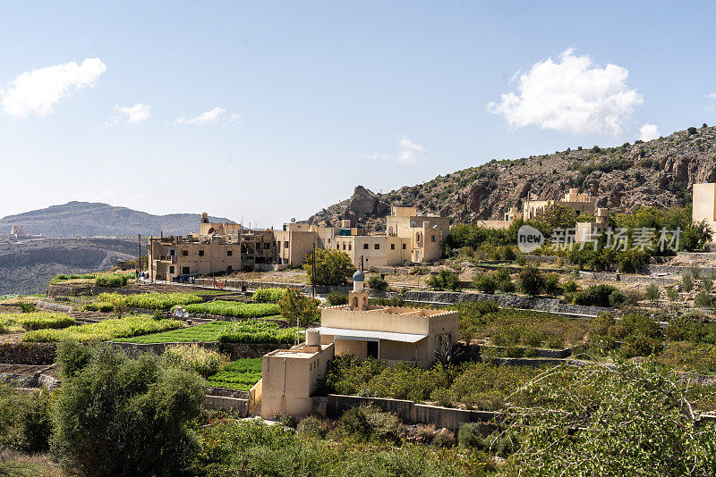 阿曼Jebel Akhdar山区的村庄和梯田